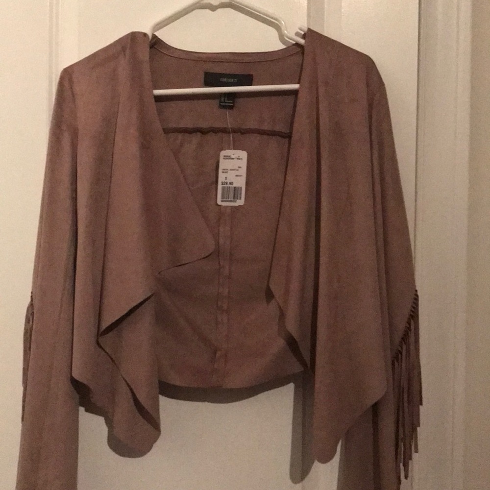 Faux Suede Fringe Jacket